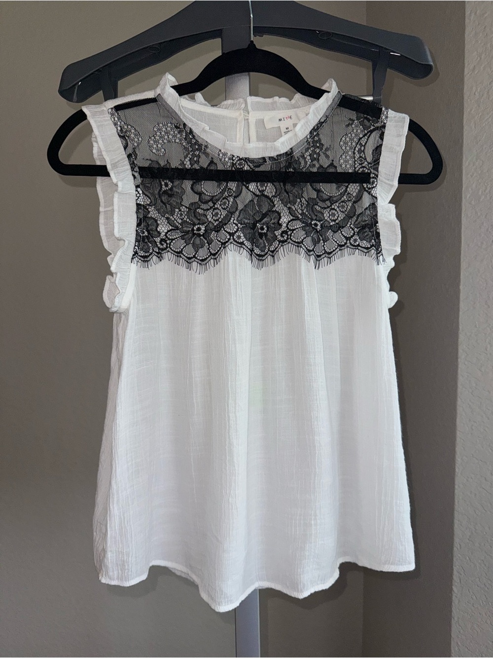 MINE White Ruffle-Sleeve Tie-Back Blouse